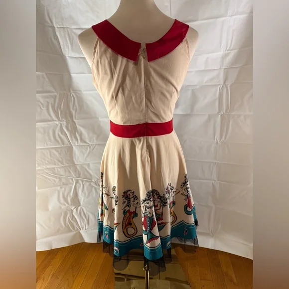 Sourpuss Mermaid Tattoo Border Pinup Party Dress - Picture 3 of 6